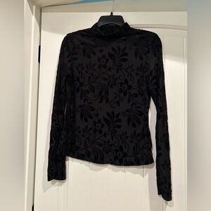 SHEIN Privé Women's Floral Plush Velvet Mesh Top